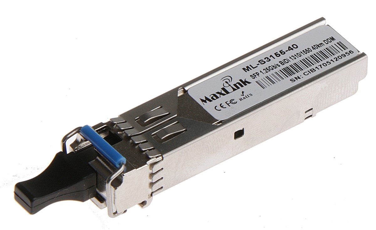 MaxLink 1.25G SFP optical modulel, WDM(BiDi), SM, Tx, 1310/Rx1550nm,40km, 1x LC konektor, DDM