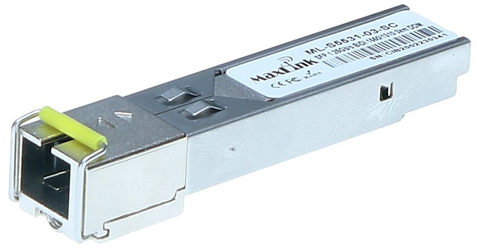 MaxLink 1.25G SFP optical module, WDM(BiDi), SM, Tx 1550/Rx1310nm, 3km, 1x SC connector, DDM