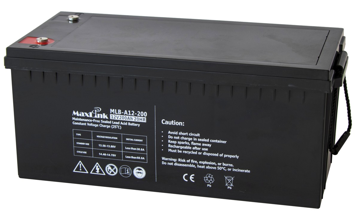 MaxLink olověná baterie AGM 12V 200Ah, M8