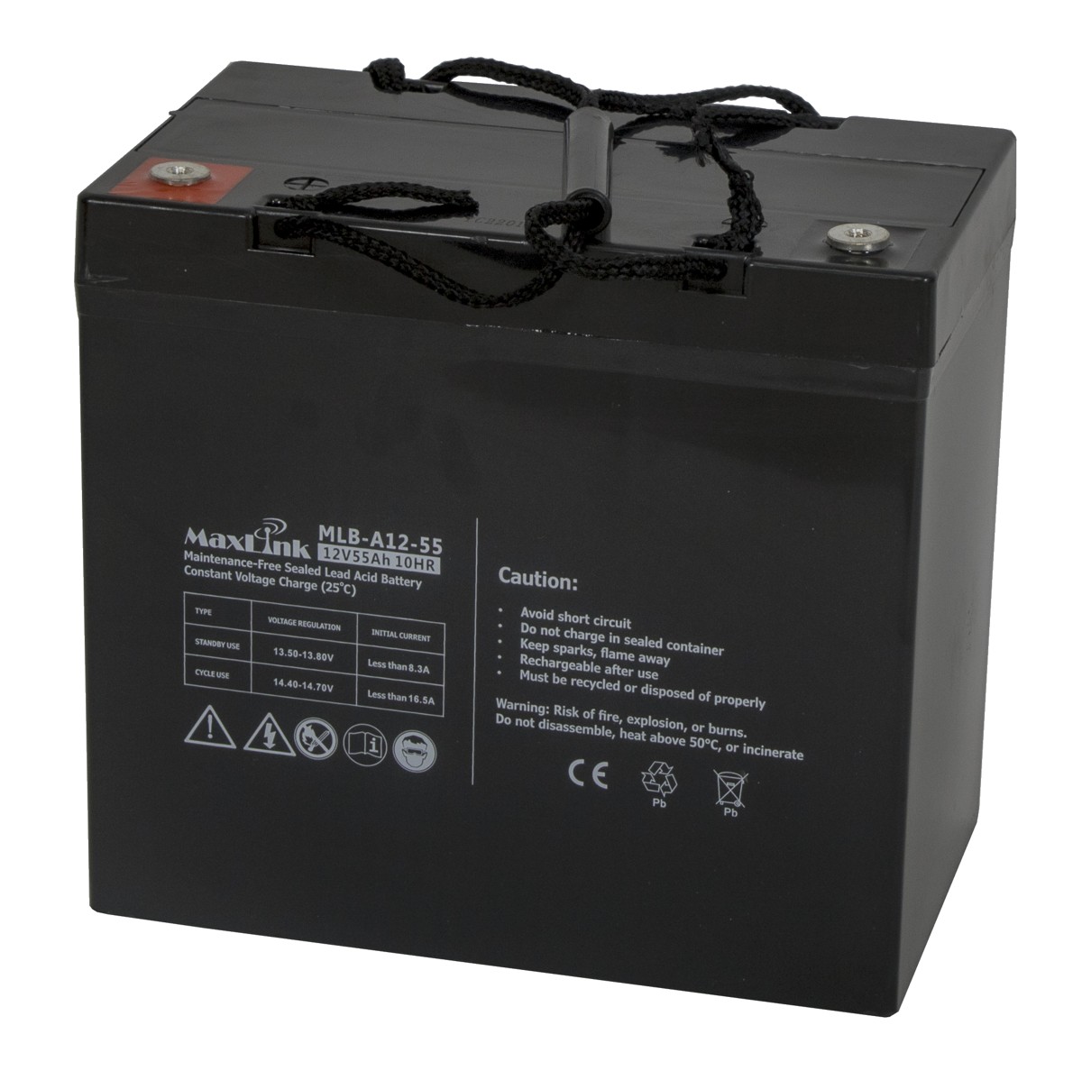 MaxLink lead acid battery AGM 12V 55Ah, M6